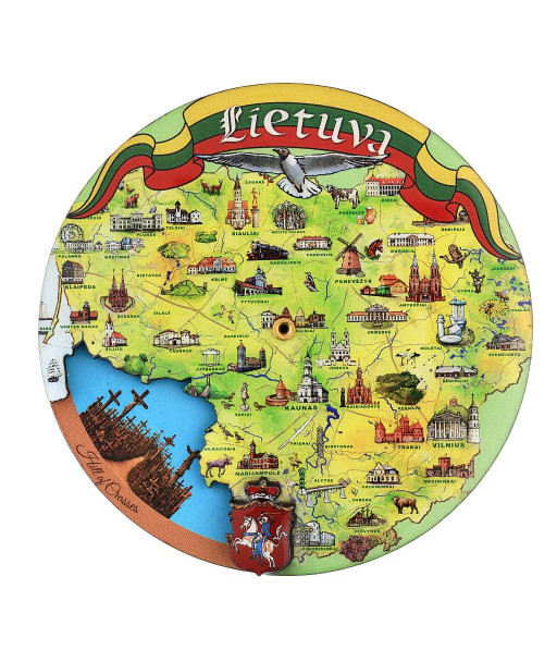 Round Magnet with Rotating Map of Lithuania